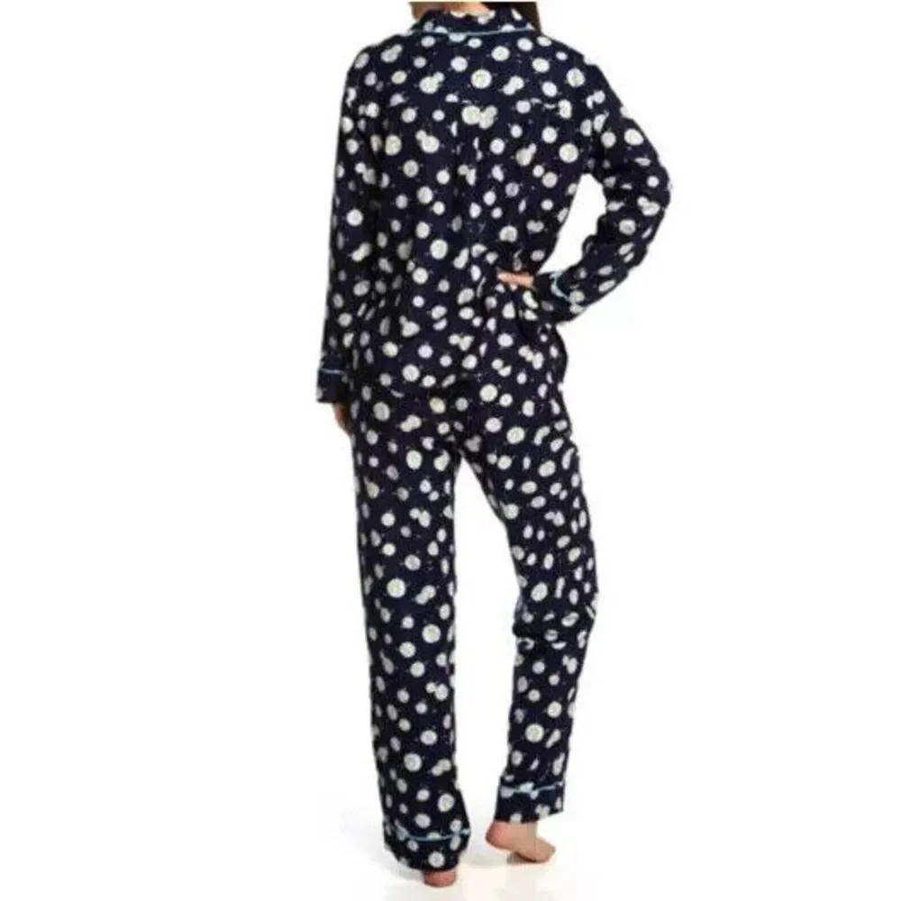 Kate Spade‎ New York Womens Flannel Long Notch PJ Set KS92573 Size XL